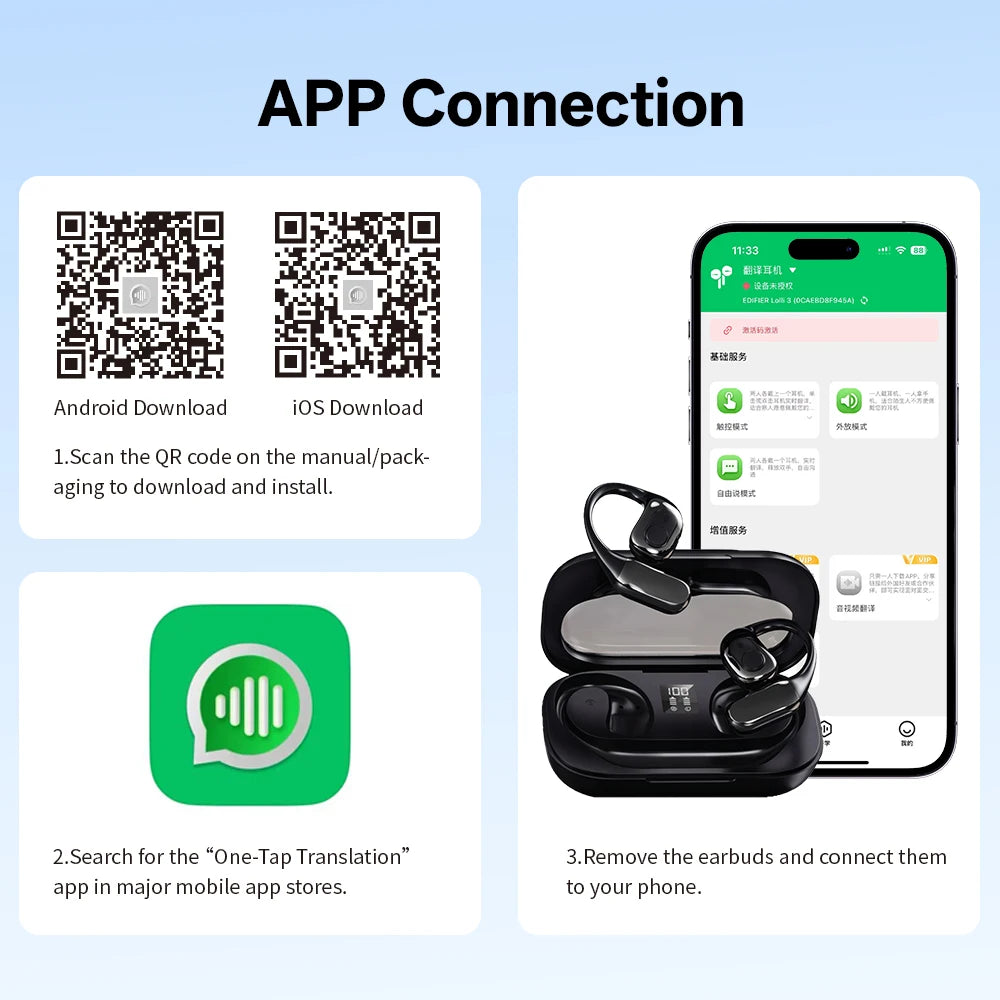 MSAI T23 AI Translator Earbuds 138 Languages