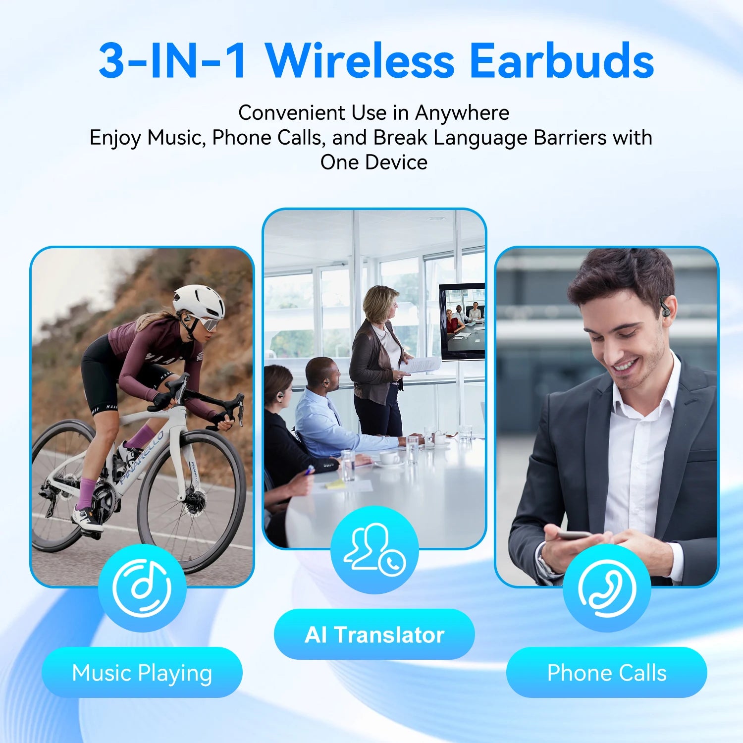 Ai Translator Earbud Device Real Time 2-Way Translations
